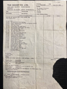 Original Build sheet